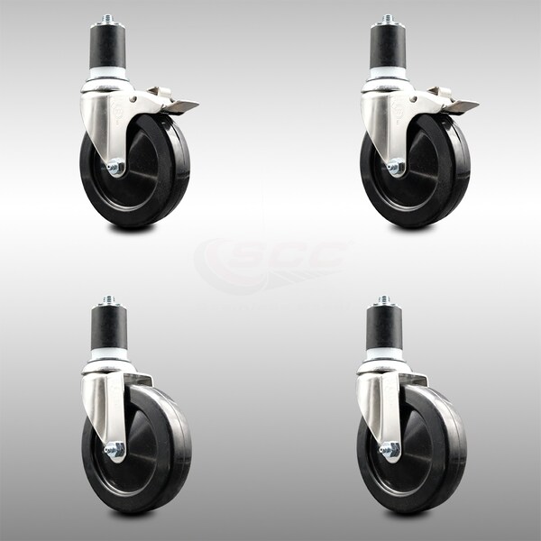 Service Caster 5 Inch 316SS Soft Rubber Swivel 1-7/8 Inch Stem Caster Lock Brake SCC, 2PK SCC-SS316TTLEX20S514-SRS-2-S-2-178 - main